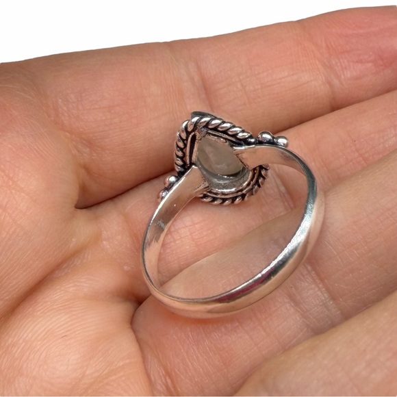Rainbow Moonstone Ring Size 9 925 Sterling Silver Overlay Natural Stone Crystal - Picture 6 of 7